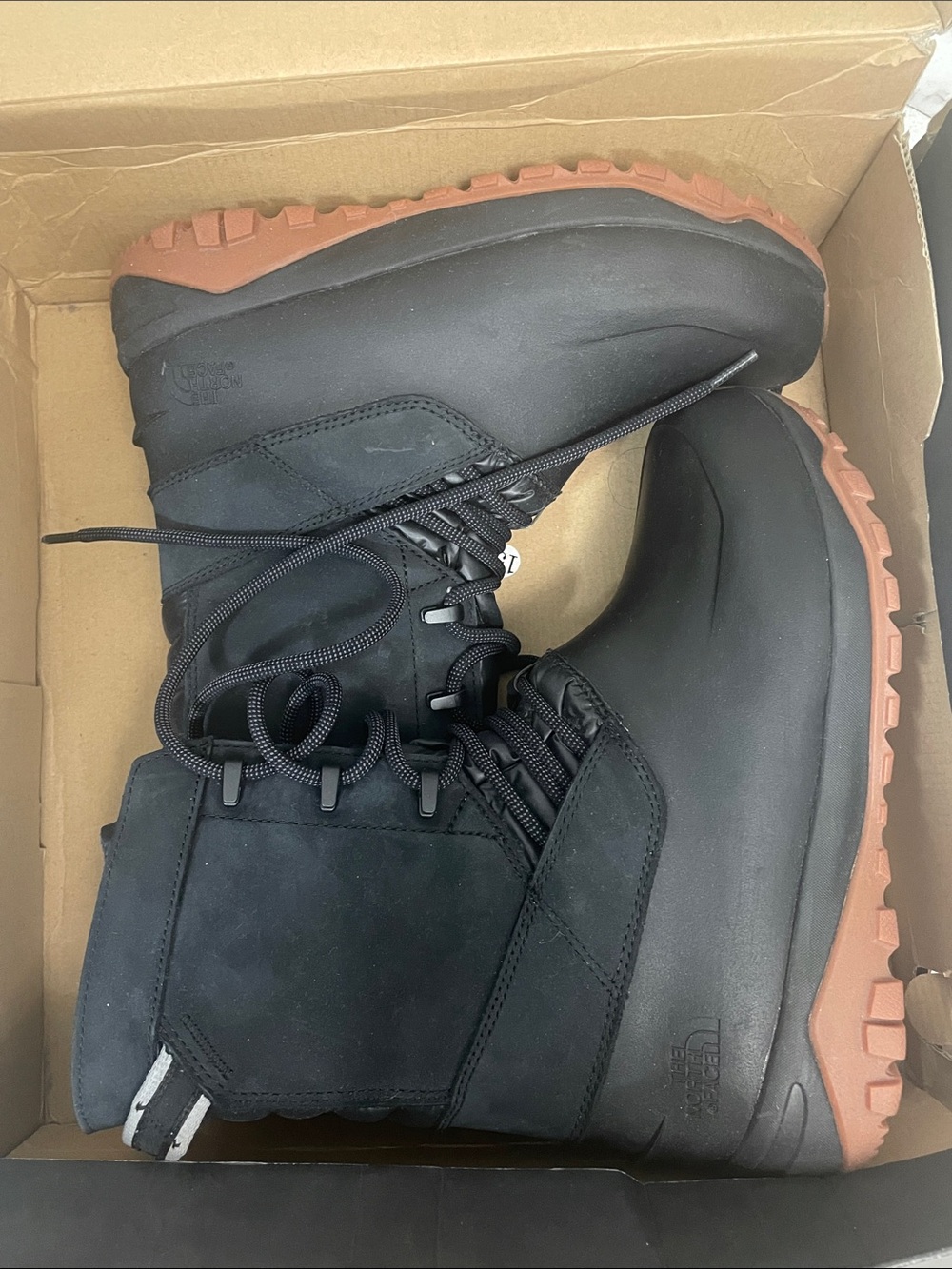 Women’s North Face Black Winter Boots with Brown Outsole